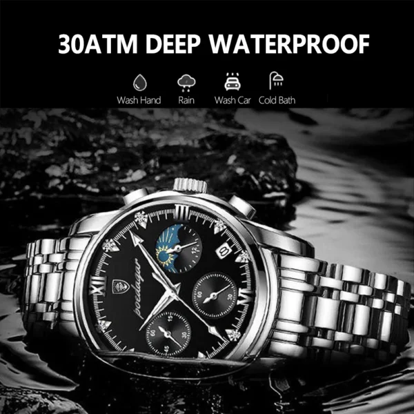 POEDAGAR Fashion Date Quartz Men Watches Top Brand Luxury Male Clock Sport Mens Wristwatch Fashion Waterproof Luminous Man Watch - Image 4