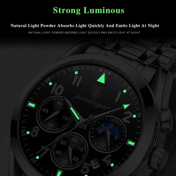 POEDAGAR Men Watches Stainless Steel Top Luxury Fashion Business Wristwatch Waterproof Luminous Quartz Watches Relogio Masculino - Image 3