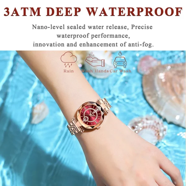 POEDAGAR Ultra Thin Diamond Womens Watch Luxury Waterproof Stainless Steel Quartz Woman Watch 2023 Elegant Rose Gold Clock Mujer - Image 5