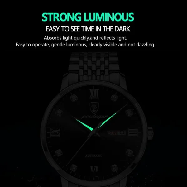 POEDAGAR Stainless Steel Men Quartz Wristwatch Waterproof Luxury Brand Fashion Sport Luminous Mens Watches Calendar Gifts Clocks - Image 5