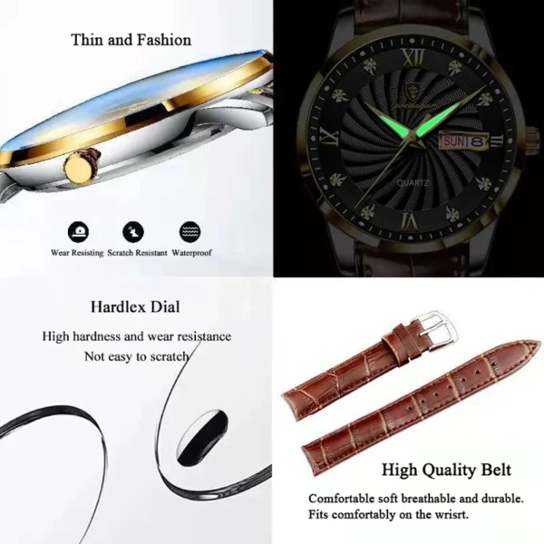 POEDAGAR Luxury Leather Men Wristwatches Business Casual Top Brand Waterproof Quartz Watch Man Sport Luminous Date Men Watch New - Image 6