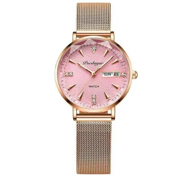 POEDAGAR Diamond Dial Womens Watch Fashion Rose Gold Steel Mesh Strap Ladies Watches Luxury Brand Waterproof Luminous Date Clock - Image 6