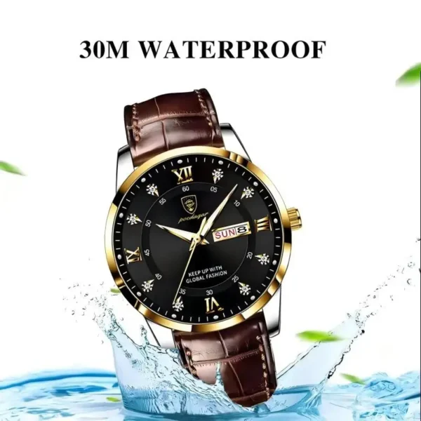 POEDAGAR Luxury Brand Men Watches Waterproof Luminous Leather Quartz Man Wristwatch Casual Sports Military Watch For Men relogio - Image 3