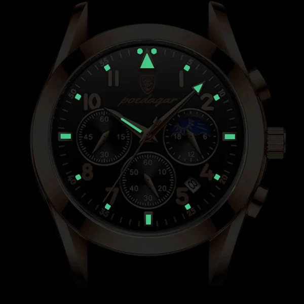 POEDAGAR Sports Watches Mens Trend Top Brand Luminous Men Quartz Wristwatches Fashion Leather Strap Clock 2023 Relógio Masculino - Image 6