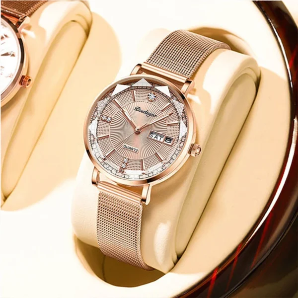 POEDAGAR New Arrival Women Brand Watch Fashion Diamond Dial Luxury Luminous Stainless Steel Ladies Quartz Watches Rose Gold 2023