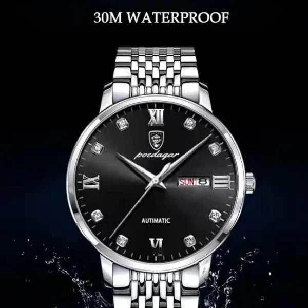 POEDAGAR Stainless Steel Men Quartz Wristwatch Waterproof Luxury Brand Fashion Sport Luminous Mens Watches Calendar Gifts Clocks - Image 3