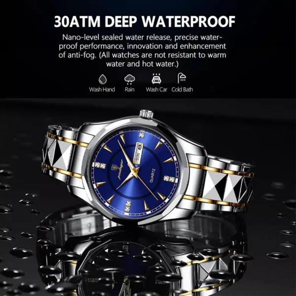 POEDAGAR Luxury Business Watch Men Brand Stainless Steel Strap Military Watches For Man Luminous Waterproof Sports Quartz Clocks - Image 4