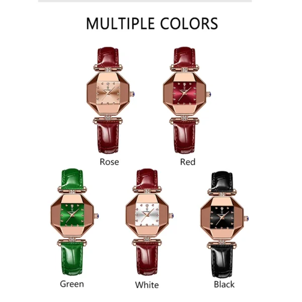 2022 Luxury Quartz Watch Girl's Elegant Fashion Red Dial Waterproof Ladies Leather Watches Women High Quality Zegarek Damski Hot - Image 6