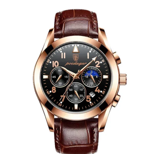 POEDAGAR Sports Watches Mens Trend Top Brand Luminous Men Quartz Wristwatches Fashion Leather Strap Clock 2023 Relógio Masculino