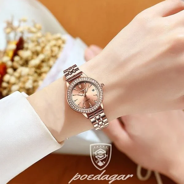 POEDAGAR Ultra Thin Women Watches Rose Gold Luxury Steel Strap Brand Diamond Dial Ladies Watch Bracelet Waterproof Date Clock - Image 4