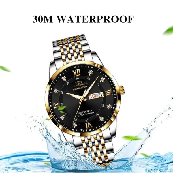 POEDAGAR Korean Style Luxury Watch Men Brand Sports Waterproof Week Date Quartz Wrist Watches Man Stainless Steel Luminous Clock - Image 3