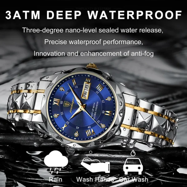 POEDAGAR Brand Business Luxury Watch Men Sport Waterproof Luminous Quartz Man Watch Steel Strap 2023 Calendar Clock Male Relógio - Image 3