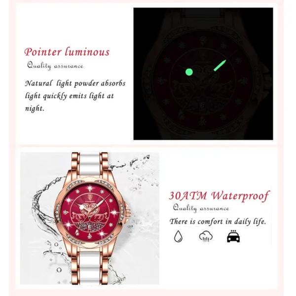 POEDAGAR Luxury Bracelet Women Watch Top Brand Creative Dial Diamond Girls Watches Ladies Rose Gold Steel Strap Waterproof Clock - Image 6