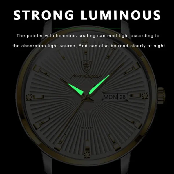 POEDAGAR Fashion Men Watch Luxury Brand Business Waterproof Luminous Sport Watches For Man Stainless Steel Quartz Clock Calendar - Image 4