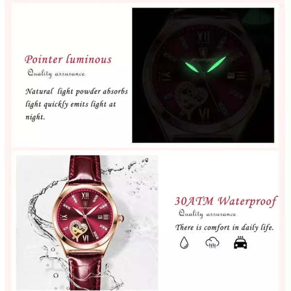 POEDAGAR Luxury Luminous Women Watch Top Brand Waterproof Leather Strap Quartz Ladies Watch Small Dial Diamond Woman Clock Date - Image 6