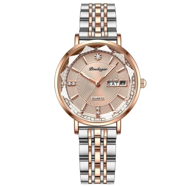 POEDAGAR New Arrival Women Brand Watch Fashion Diamond Dial Luxury Luminous Stainless Steel Ladies Quartz Watches Rose Gold 2023 - Image 6