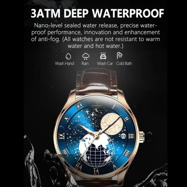 POEDAGAR Creative Starry Sky Mens Watch Luxury Brand Leather Waterproof Wrist Watches For Men Luminous Casual Calendar Clock New - Image 6