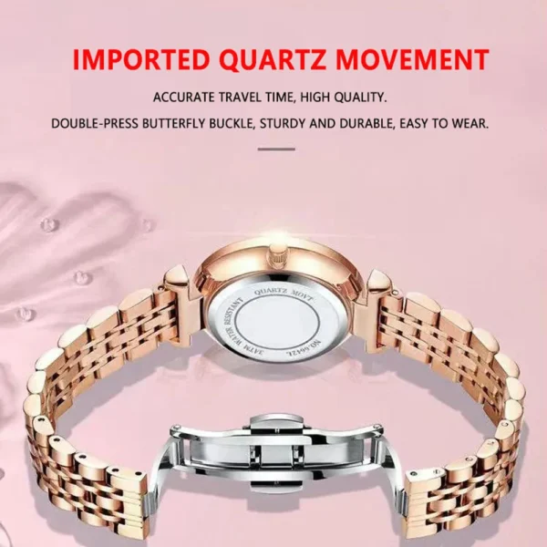 POEDAGAR Watch Women New Fashion Luxury Stainless Steel Wristwatch Bracelet Simple Rose Gold Waterproof Luminous Ladies Watches - Image 3