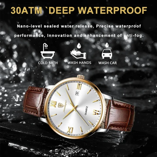 POEDAGAR Casual Wrist Watches For Men Luxury Business Genuine Leather Strap Luminous Quartz Man Watch Brand Top Waterproof 2023 - Image 4