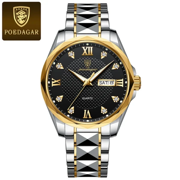 POEDAGAR Luminous Mens Watches Brand Trend Stainless Steel Diamond Man Watch Luxury Business Waterproof Clock Relogio Masculino - Image 5