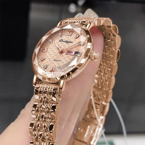 POEDAGAR Watch Women New Fashion Luxury Stainless Steel Wristwatch Bracelet Simple Rose Gold Waterproof Luminous Ladies Watches - Image 2